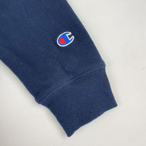 Champion Unisex Sz M Blue Sweatshirt Pullover Crew Neck Script Logo Long Sleeve - Picture 5 of 7